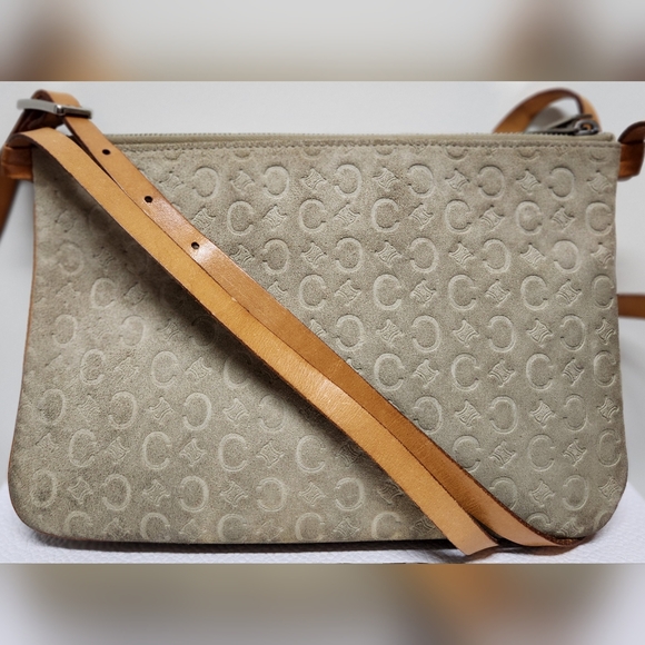 CELINE Macadam C Dual Pouch Suede Shoulder Bag - Picture 2 of 12